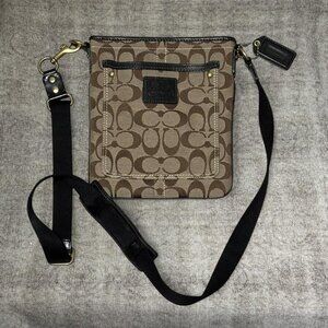 Coach Brown Signature Canvas Crossbody Bag Adjustable Strap
